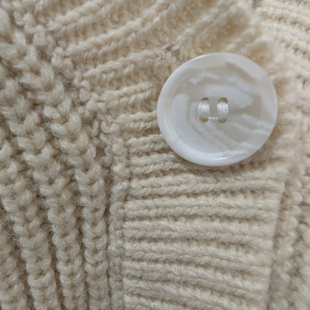 LOFT Ivory V-Neck Sweater with Embellished Detail - Picture 3 of 6